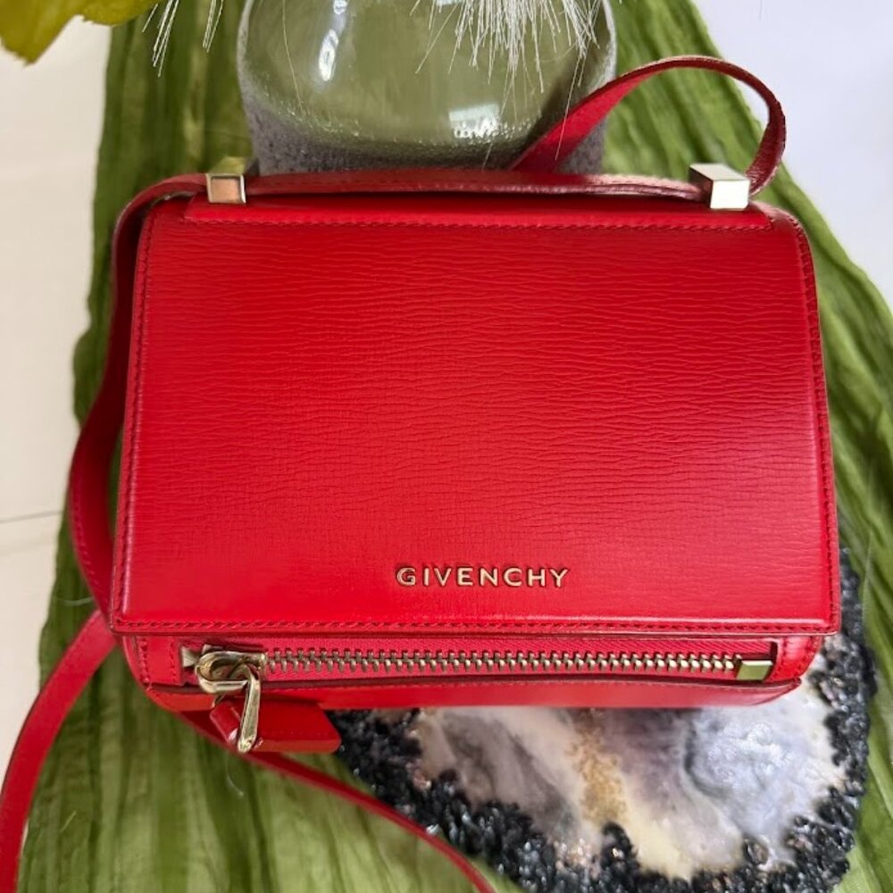 Givenchy Pandora Mini Crossbody Bag Red Leather Authentic - Picture 2 of 13